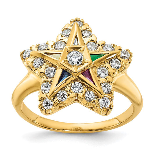 14k Yellow Gold Women's Polished Eastern Star Masonic Ring Mounting