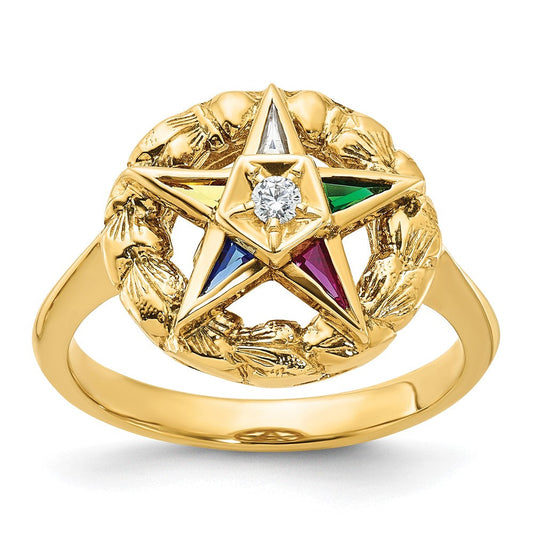 14k Yellow Gold Women's Polished and Textured Eastern Star Masonic Ring Mounting