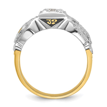 14k Two-tone Gold Men's Polished and Textured Double Eagle Masonic Shriner's Ring Mounting