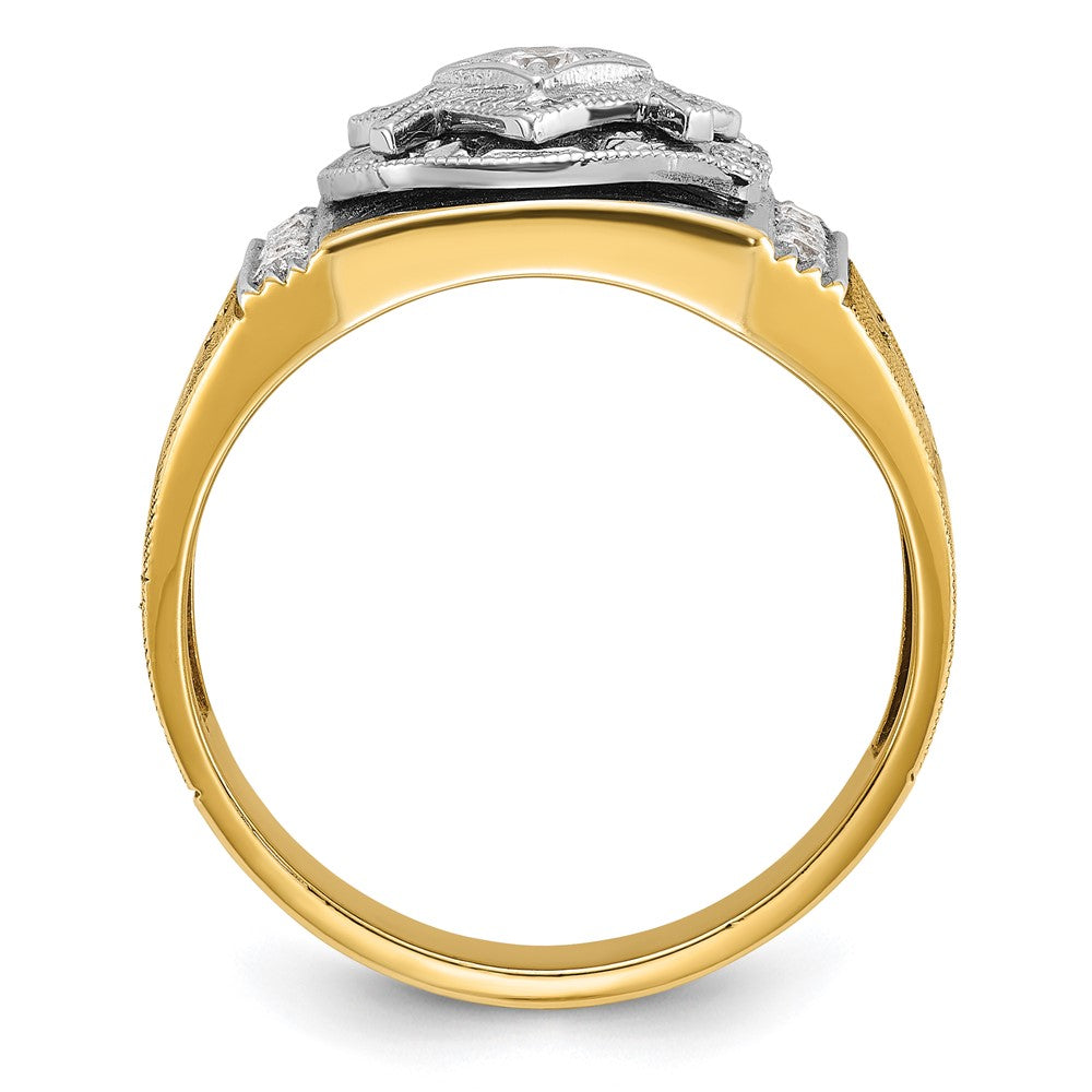 14k Two-tone Gold Men's Polished and Textured Blue Lodge Master Masonic Ring Mounting