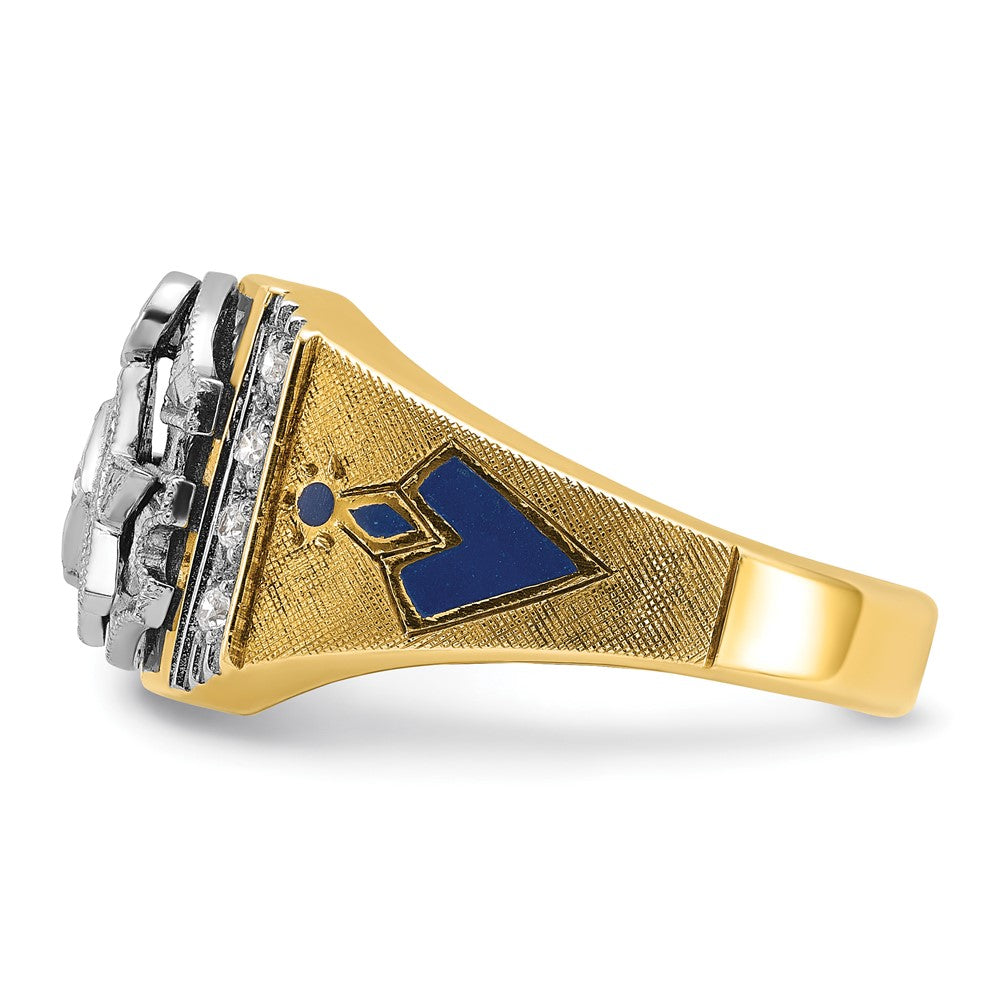 14k Two-tone Gold Men's Polished and Textured Blue Lodge Master Masonic Ring Mounting
