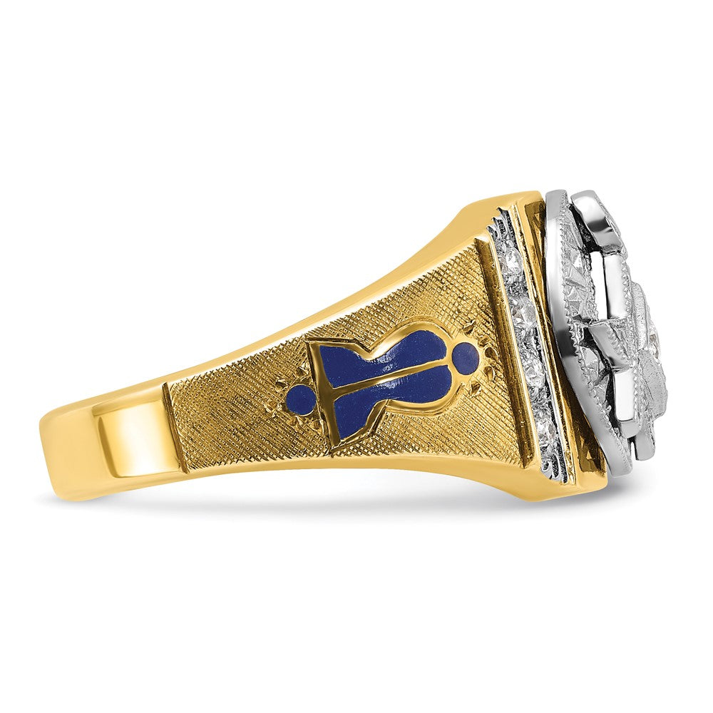 14k Two-tone Gold Men's Polished and Textured Blue Lodge Master Masonic Ring Mounting
