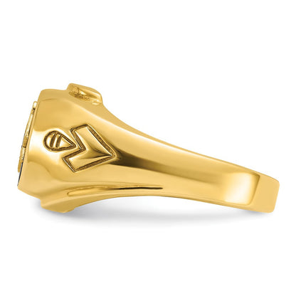 14k Yellow Gold Men's Polished and Grooved Blue Lodge Master Masonic Ring Mounting