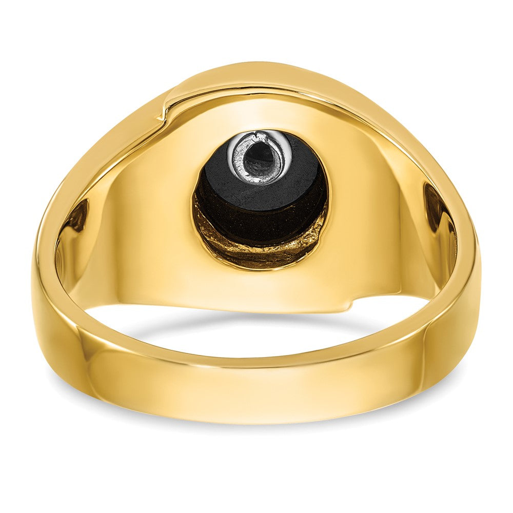 14k Yellow Gold Men's Polished and Grooved Blue Lodge Master Masonic Ring Mounting