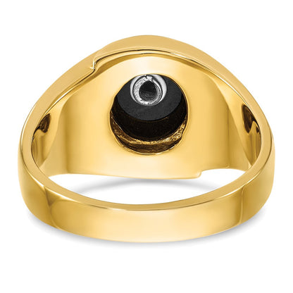 14k Yellow Gold Men's Polished and Grooved Blue Lodge Master Masonic Ring Mounting