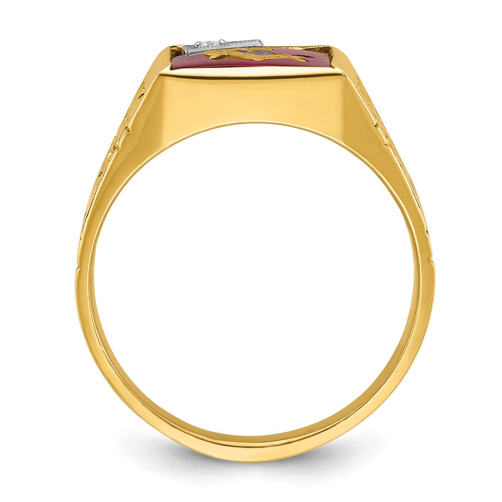 14k Two-tone Gold Men's Polished and Textured Blue Lodge Master Masonic Ring Mounting