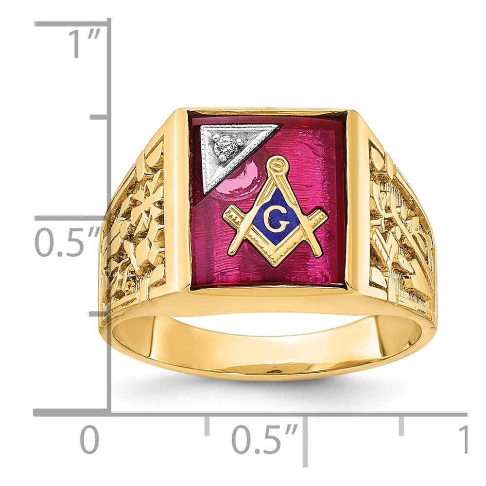 14k Two-tone Gold Men's Polished and Textured Blue Lodge Master Masonic Ring Mounting
