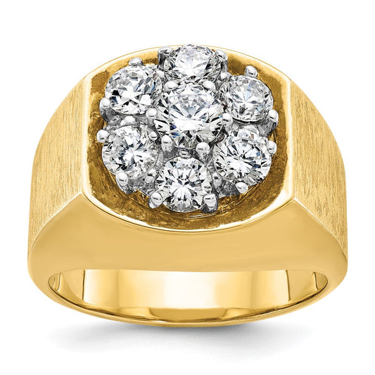 14k Two-tone Gold Men's Polished and Satin Diamond Ring Mounting