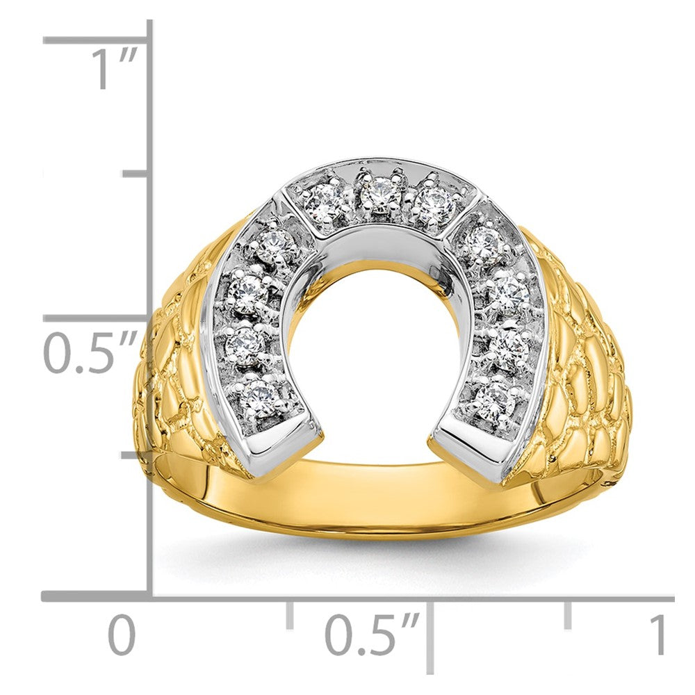 14k Two-tone Gold Men's Horseshoe 1/5 carat Diamond Complete Ring
