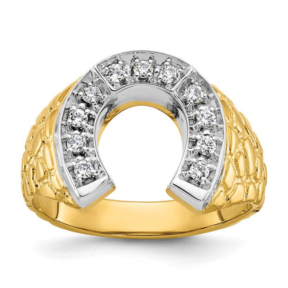 14k Two-tone Gold Men's Horseshoe Diamond Ring Mounting