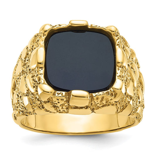 14k Yellow Gold Men's Onyx Nugget Ring Mounting