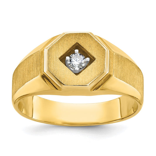 14k Yellow Gold Men's Polished and Satin Diamond Ring Mounting