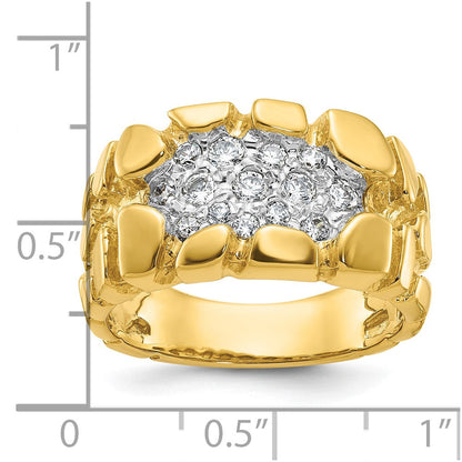 14k Yellow Gold Men's Cluster Diamond Nugget Ring Mounting