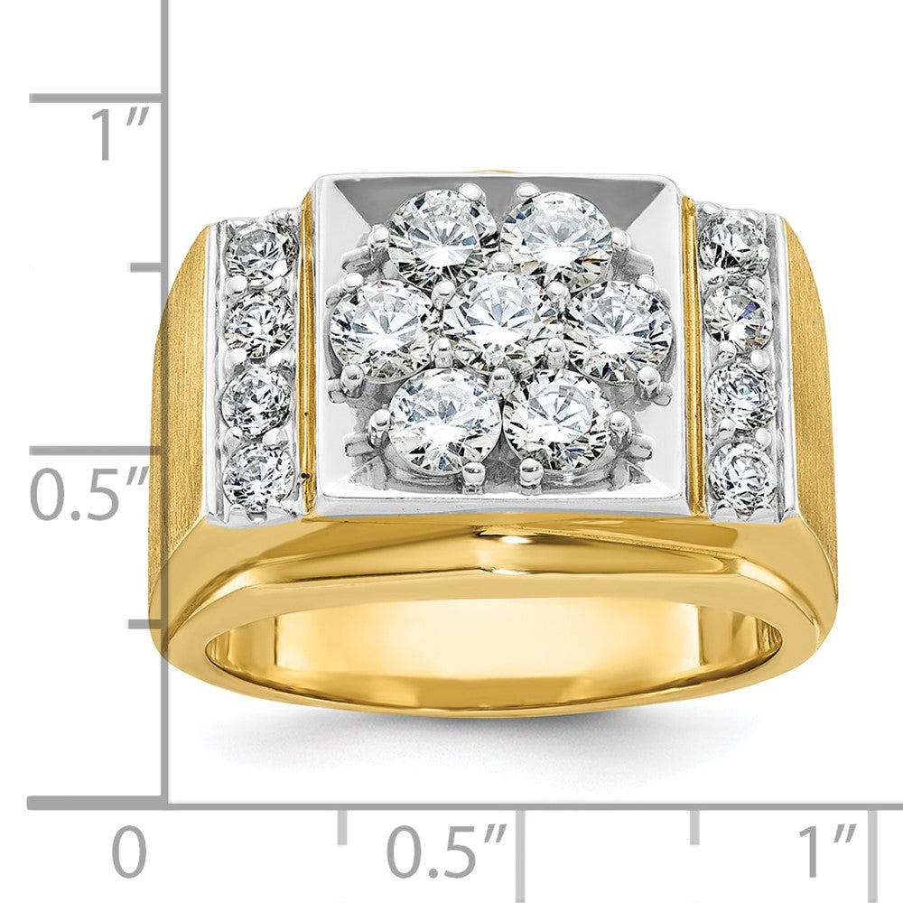 14k Two-tone Gold Men's Polished and Satin 2 carat Diamond Complete Ring