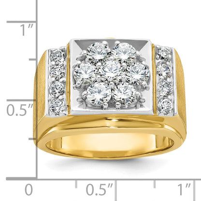 14k Two-tone Gold Men's Polished and Satin Diamond Ring Mounting