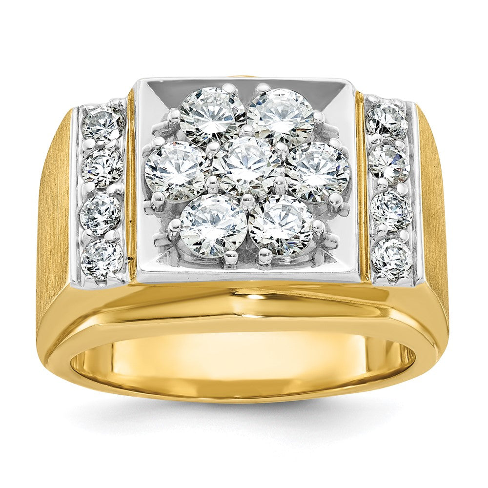 14k Two-tone Gold Men's Polished and Satin 2 carat Diamond Complete Ring