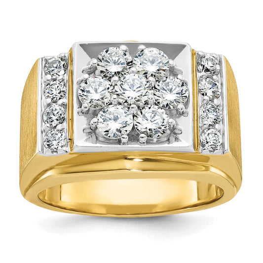 14k Two-tone Gold Men's Polished and Satin Diamond Ring Mounting