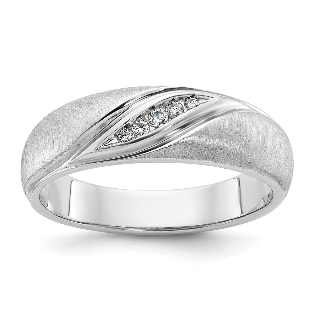 14k White Gold Men's Polished and Satin Diamond Ring Mounting