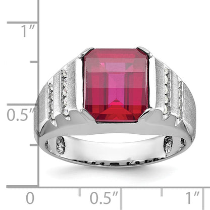 14k White Gold Men's Gemstone and Diamond Ring Mounting