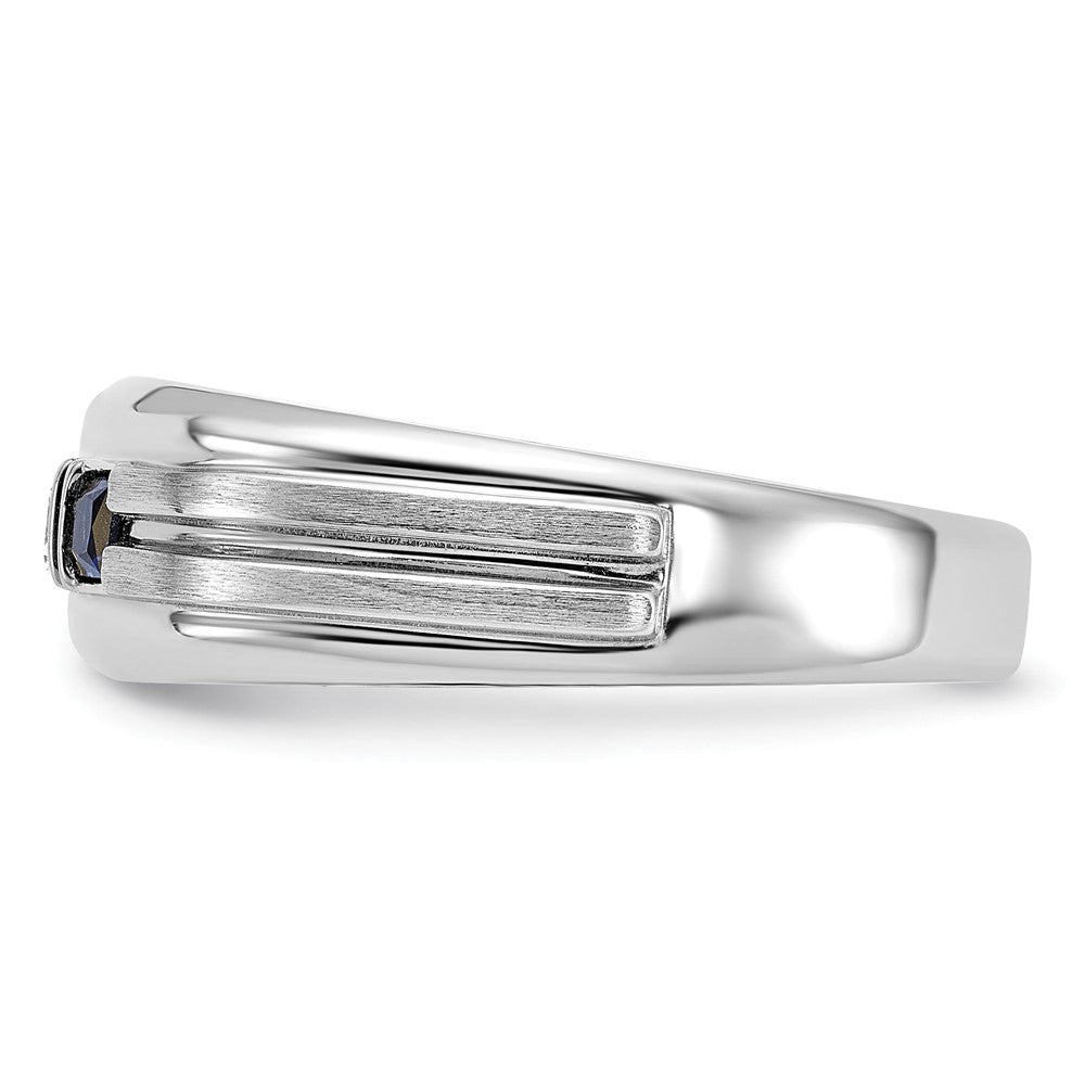 14k White Gold Men's Satin Lab Created Sapphire Diamond Ring Mounting
