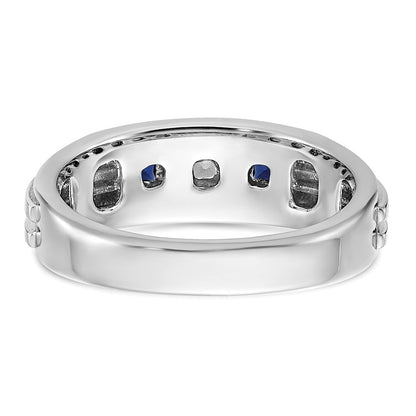 14k White Gold Men's Satin Lab Created Sapphire Diamond Ring Mounting