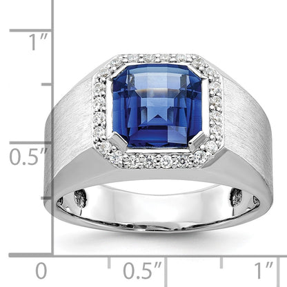 14k White Gold Men's Gemstone and Diamond Ring Mounting