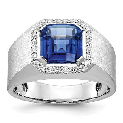 14k White Gold Men's Gemstone and Diamond Ring Mounting
