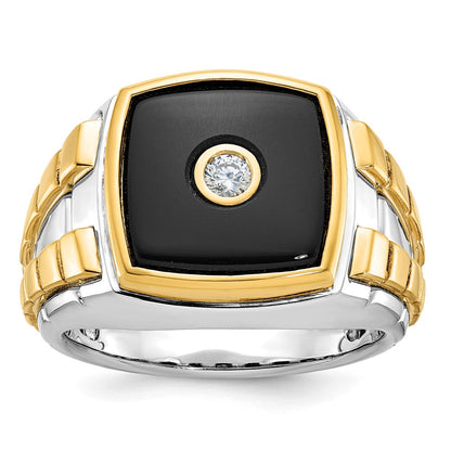 14k Two-tone Gold Men's Onyx and Diamond Ring Mounting