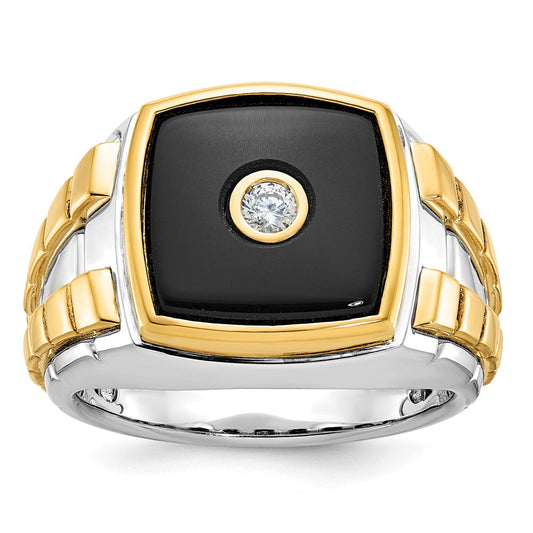 14k Two-tone Gold Men's Onyx and Diamond Ring Mounting