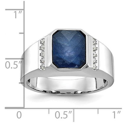 14k White Gold Men's Gemstone and Diamond Ring Mounting