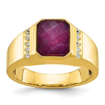 14k Yellow Gold Men's Gemstone and Diamond Ring Mounting