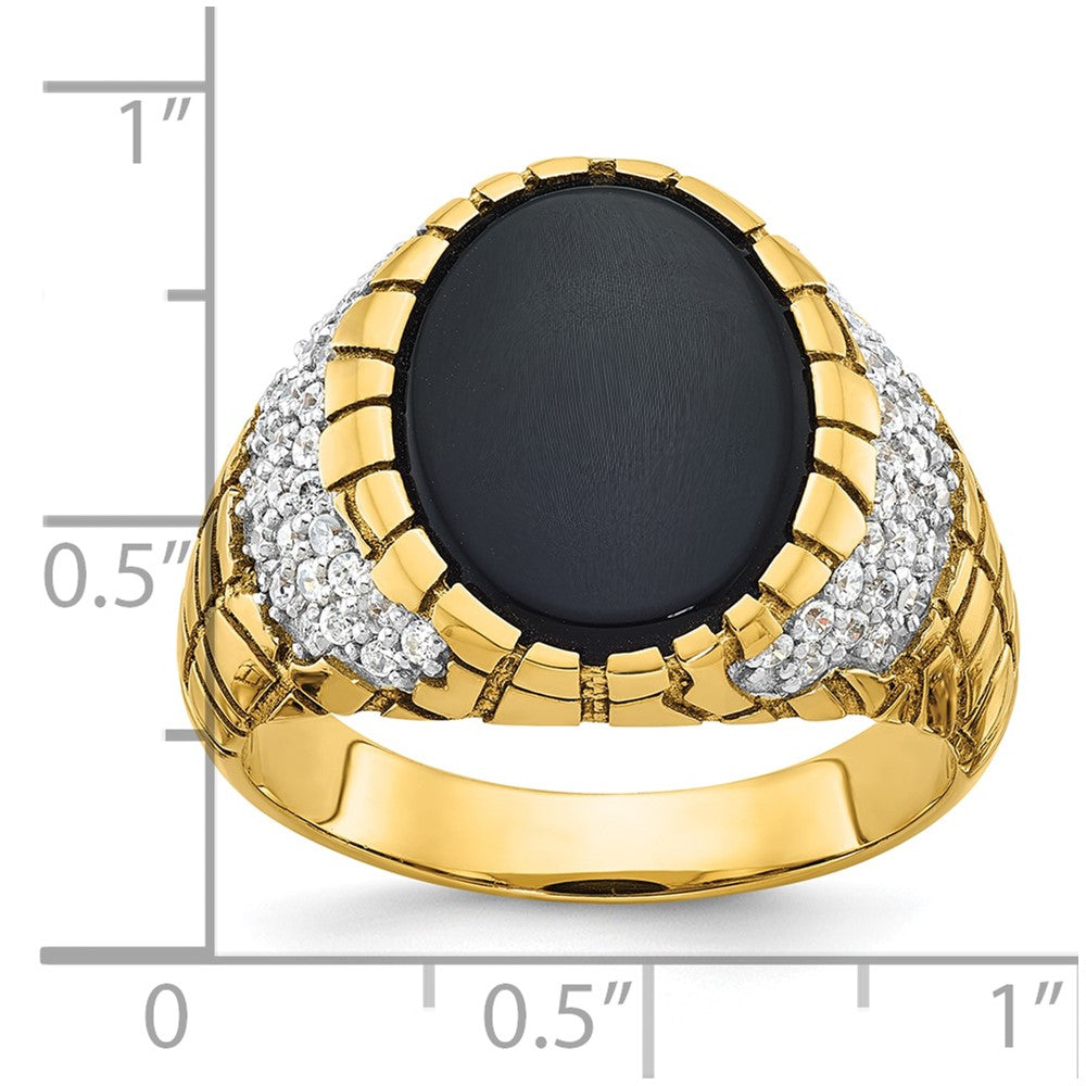 14k Yellow Gold Men's Onyx and Diamond Nugget Ring Mounting
