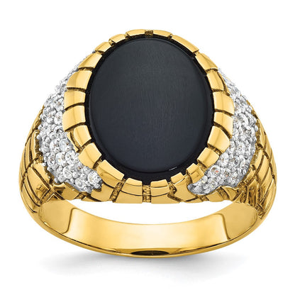 14k Yellow Gold Men's Onyx and Diamond Nugget Ring Mounting