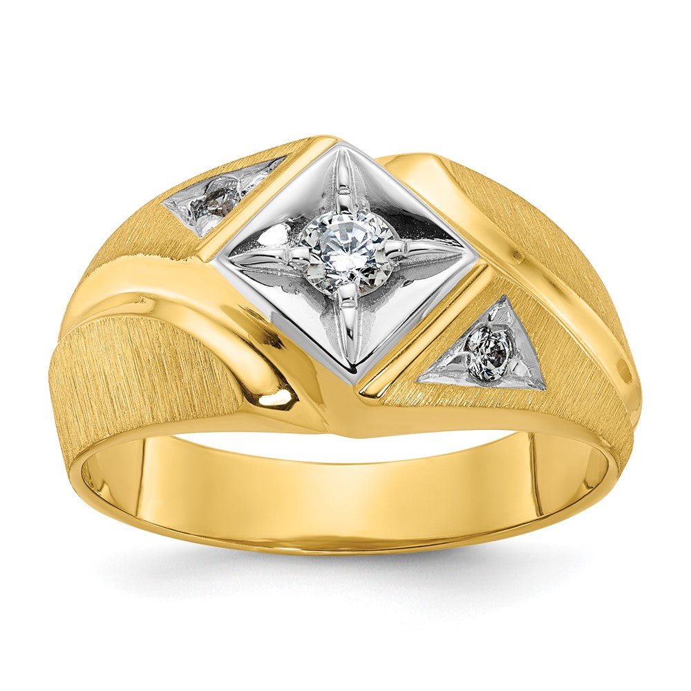 14k Two-tone Gold Two-tone Gold Men's Satin Diamond Complete Ring