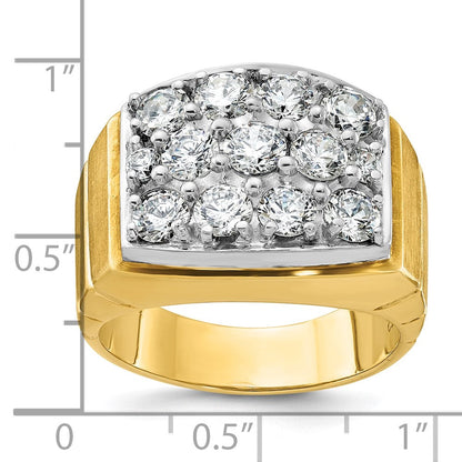 14k Two-tone Gold Men's Polished and Satin Diamond Ring Mounting