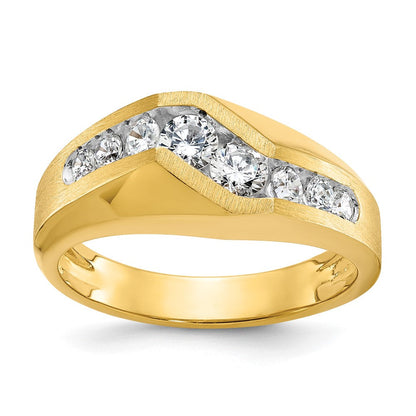 14k Yellow Gold Men's Polished and Satin Diamond Ring Mounting