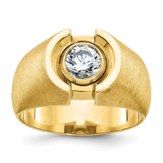 14k Yellow Gold Men's Polished and Satin Diamond Ring Mounting