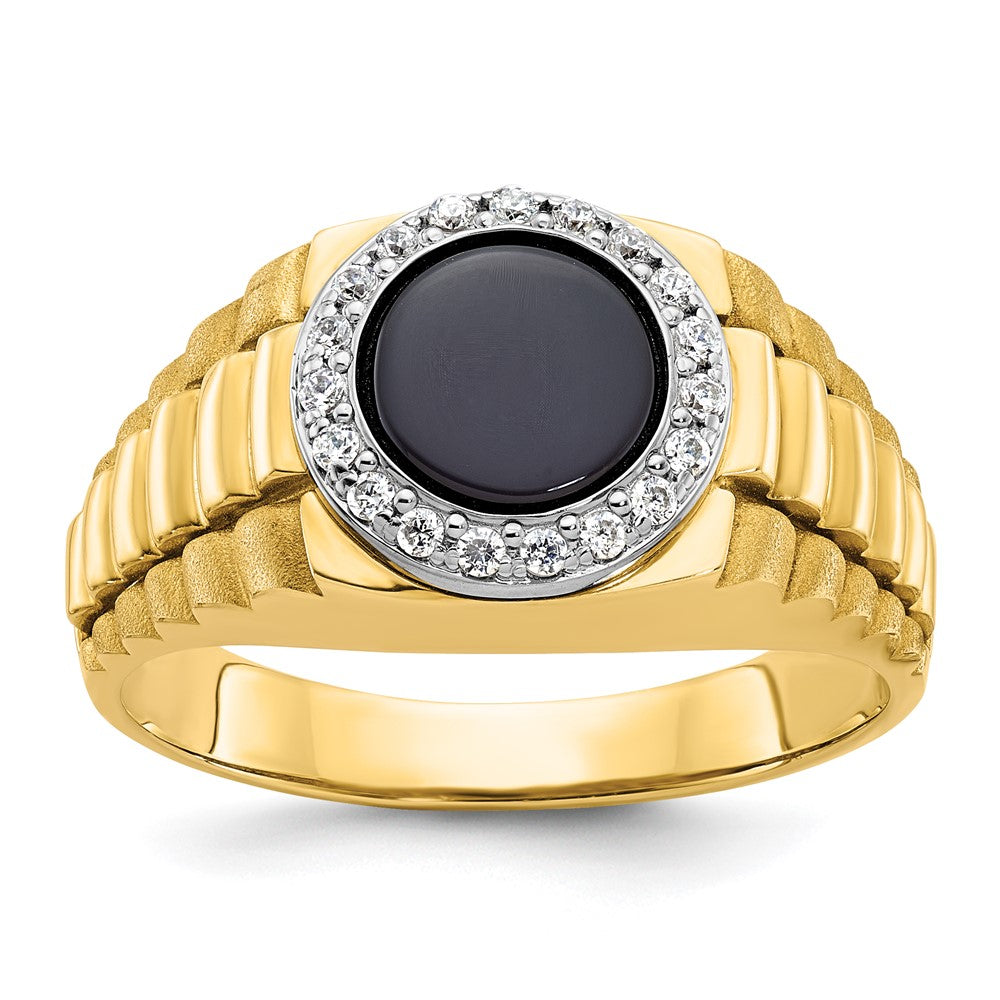 14k Two-tone Gold Men's Onyx and Diamond Ring Mounting