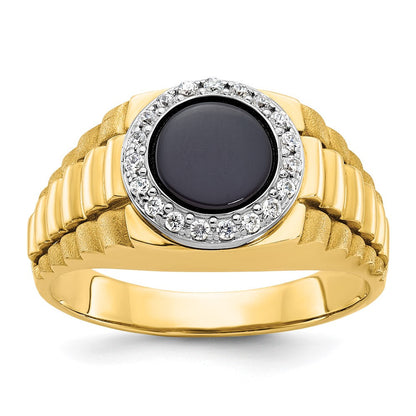 14k Two-tone Gold Men's Onyx and Diamond Ring Mounting
