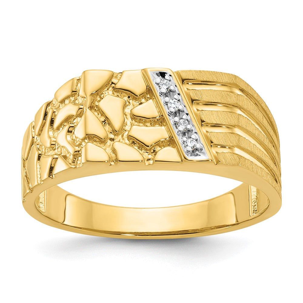 14k Yellow Gold Men's Diamond Nugget Ring Mounting
