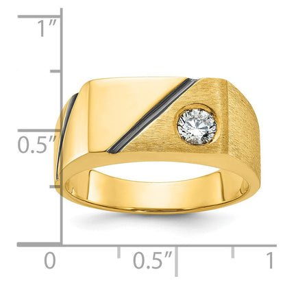 14k Yellow Gold Men's Polished and Satin Diamond Signet Ring Mounting