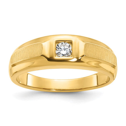 14k Yellow Gold Men's Polished and Satin Diamond Ring Mounting