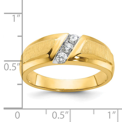 14k Yellow Gold Men's Polished and Satin Diamond Ring Mounting