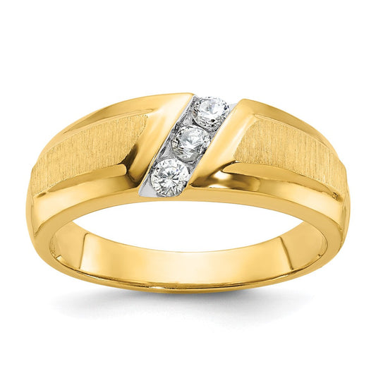 14k Yellow Gold Men's Polished and Satin Diamond Ring Mounting