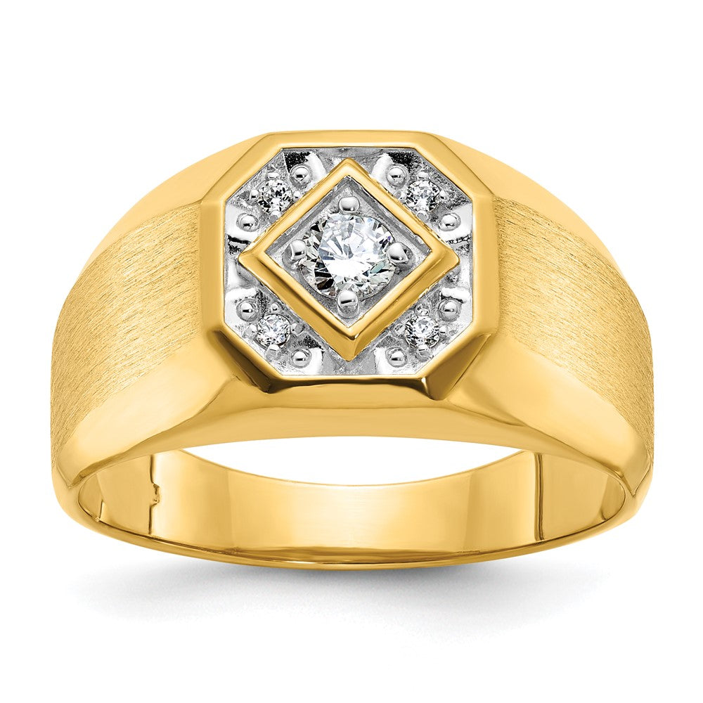 14k Yellow Gold Men's Polished and Satin Diamond Ring Mounting