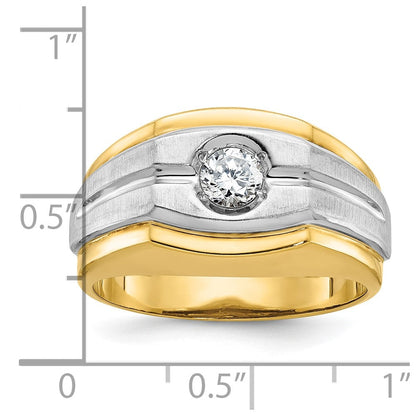 14k Two-tone Gold Men's Polished and Satin Diamond Ring Mounting