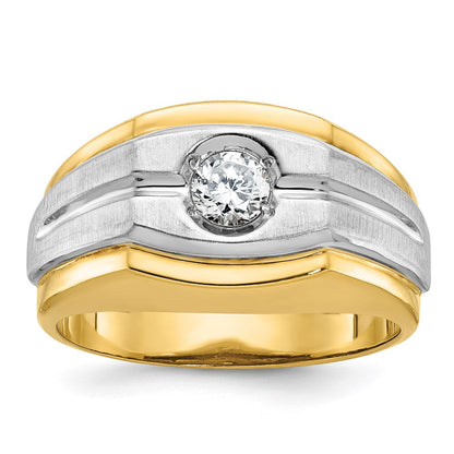 14k Two-tone Gold Men's Polished and Satin Diamond Ring Mounting