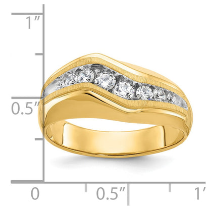 14k Yellow Gold Men's Polished and Satin Diamond Ring Mounting