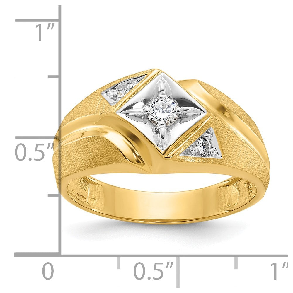14k Yellow Gold Men's Polished and Satin Diamond Ring Mounting