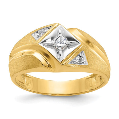 14k Yellow Gold Men's Polished and Satin Diamond Ring Mounting